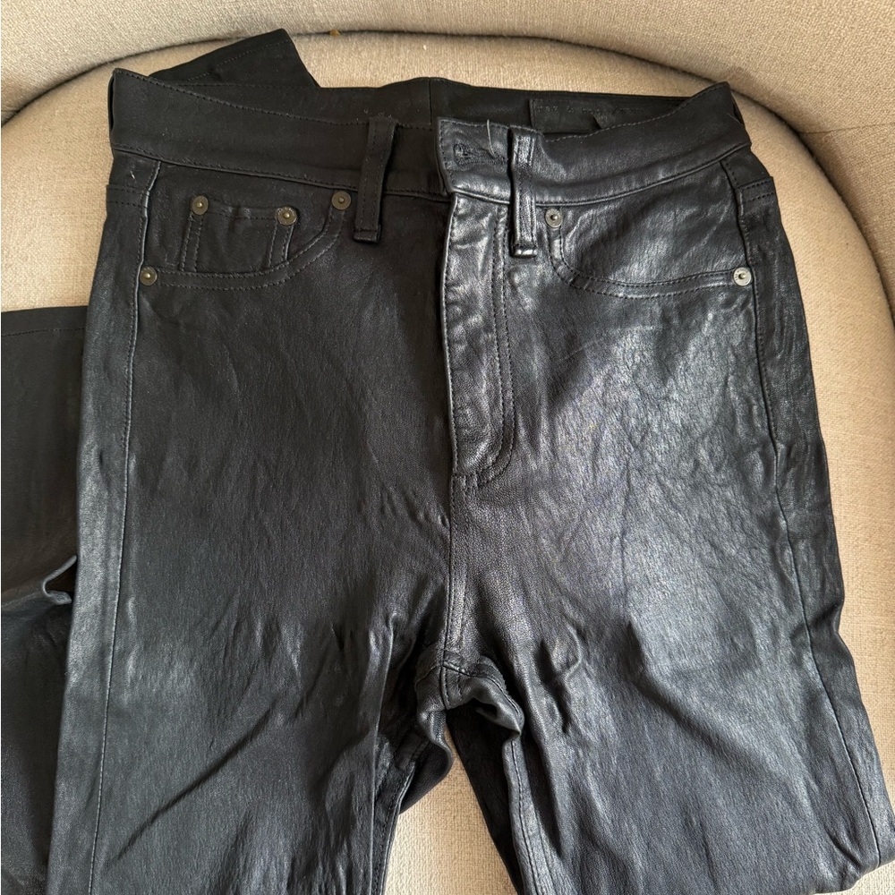Rag & Bone High Rise Leather Jeans